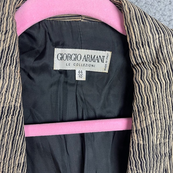 Giorgio Armani  Double-Breasted Blazer Women’s Size 44/10 Tan/ Gray - Picture 2 of 7